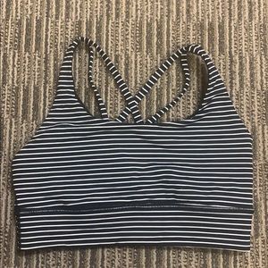 Lululemon Athletica Black and White Striped Sports Bra